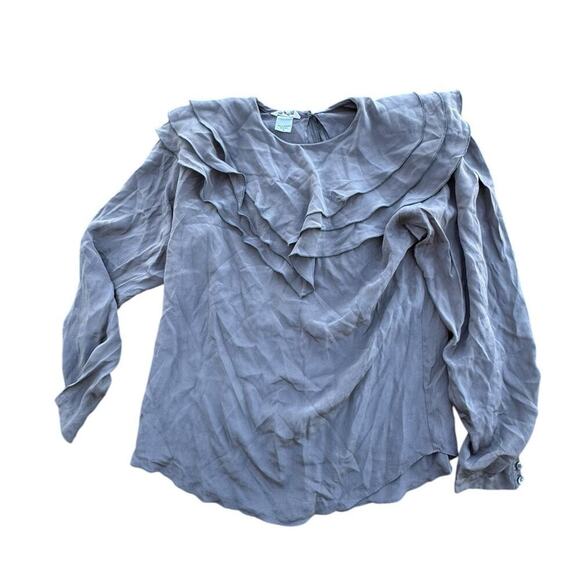 Paul Stanley 100% Silk Layered Collars Long Sleeve Silk Blouse Size 8 - Picture 3 of 7